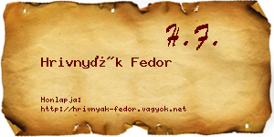 Hrivnyák Fedor névjegykártya